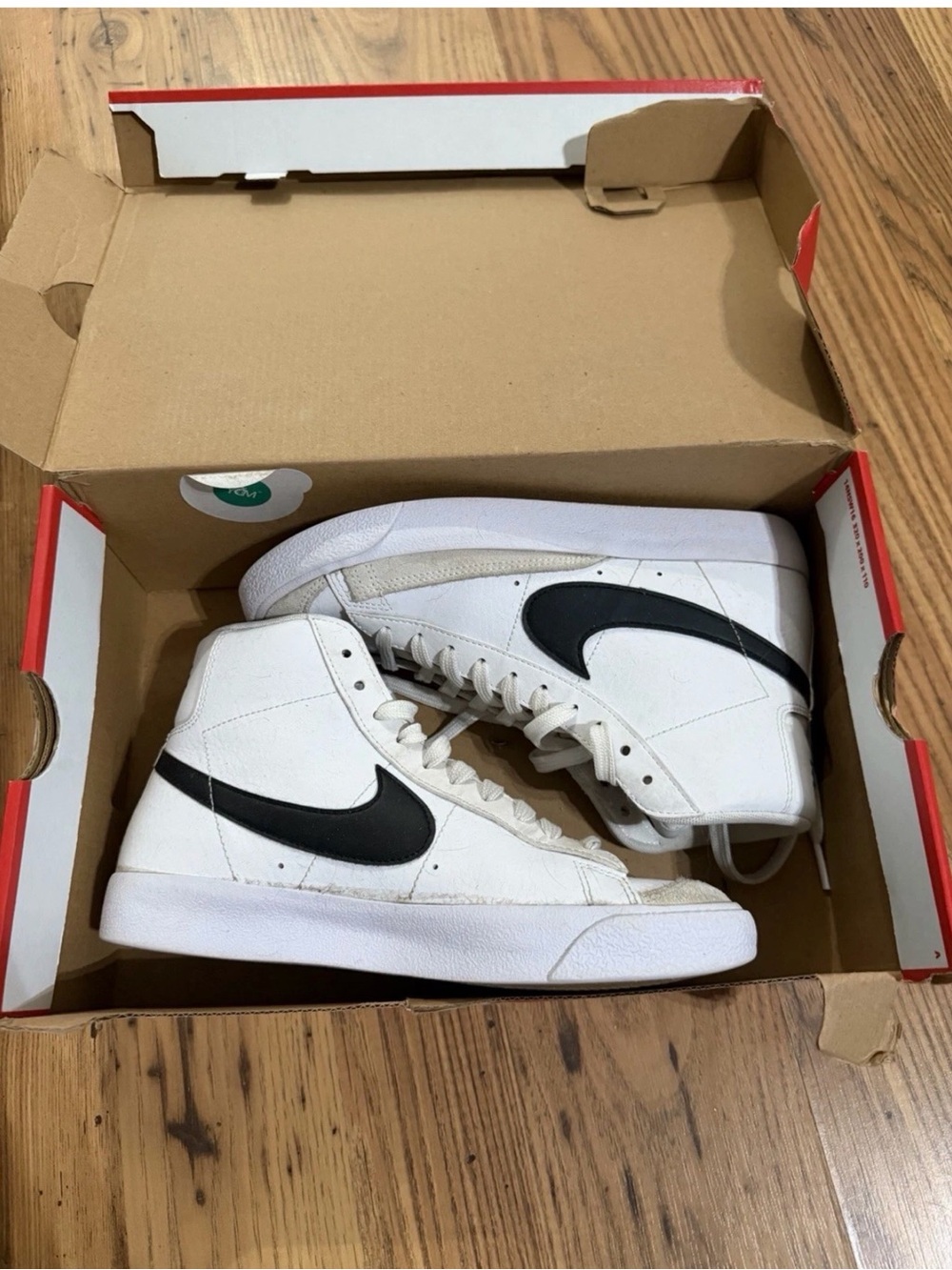 Nike Blazer Mid '77 Vintage White Black High Top Sneakers Sz 6Y